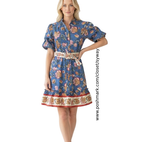 Joie Dresses & Skirts - Joie Cotton Baja Floral Puff Sleeve Dress Missing Belt